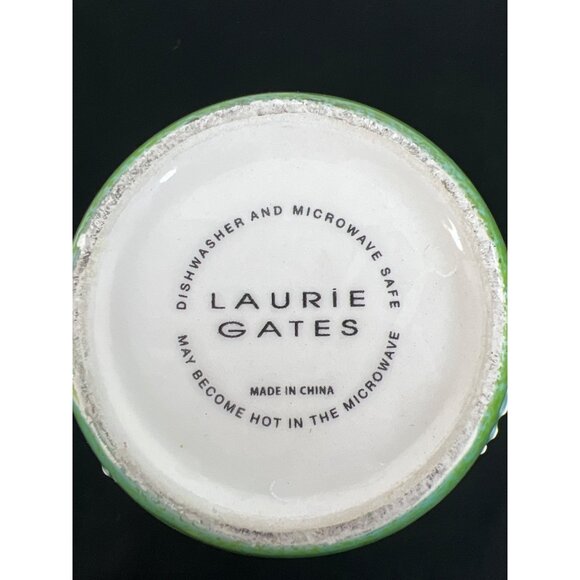 Laurie Gates Green & Aqua Ceramic Mug With Dimensional Floral Design - Picture 6 of 7